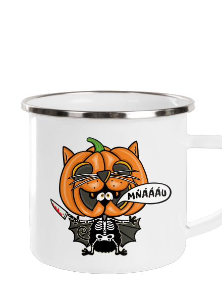 Halloweenská kočička plecháček White