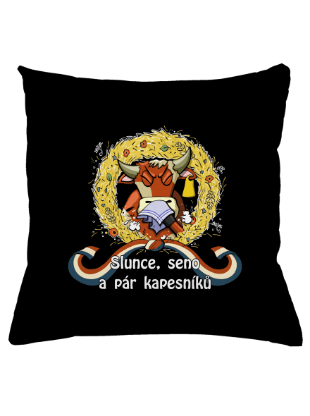 Slunce, seno a pár kapesníků polštář Black