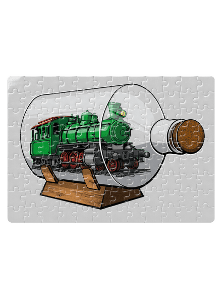 Lokomotiva v láhvi puzzle White