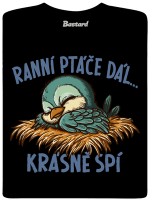 Ranní ptáče spí pánské tričko Black
