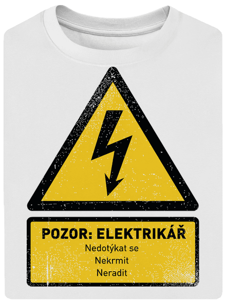 Pozor elektrikář unisex tričko oversized White
