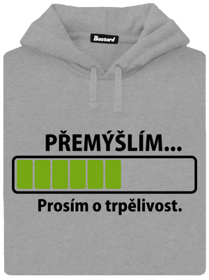 Přemýšlím pánská mikina klokanka Light Melange