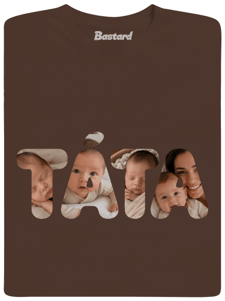 Nápis táta z vlastních fotek pánské tričko Brown