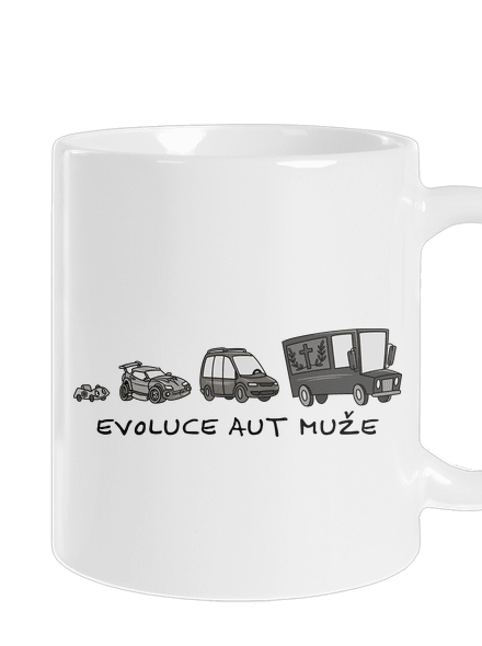 Evoluce aut muže klasický hrnek White