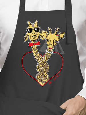 Žirafy ve svazku zástěra Dark Grey