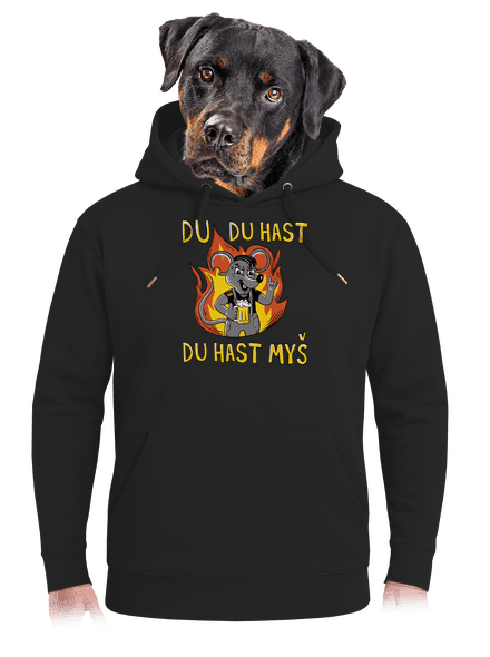 Du hast myš unisex mikina premium Dark Black