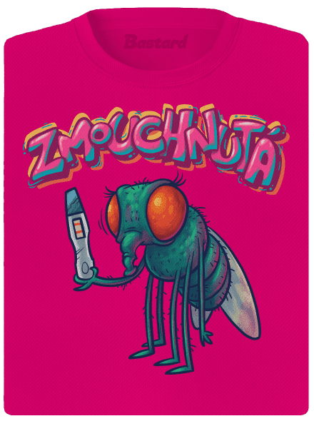Zmouchnutá dámské sportovní tričko Neon Pink