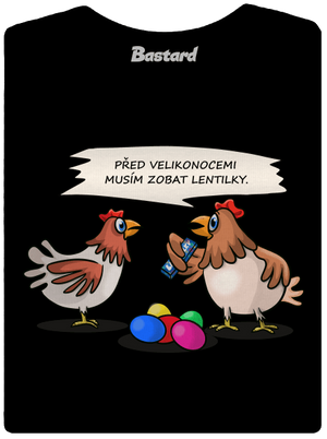 Slepice před Velikonocemi dámské tričko s lemem Black