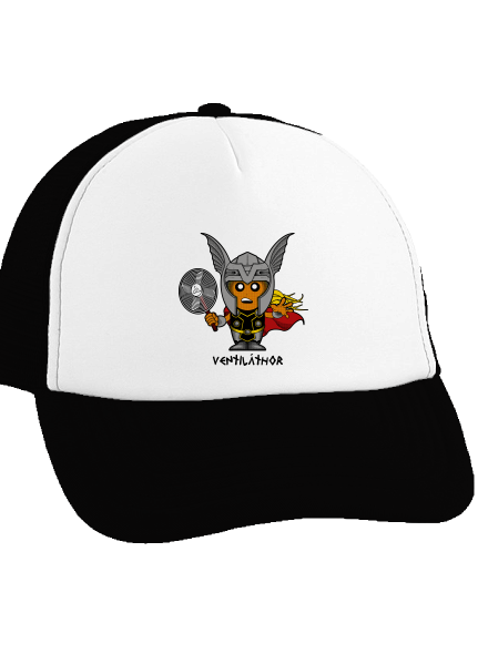 Ventiláthor kšiltovka truckerka Black cap