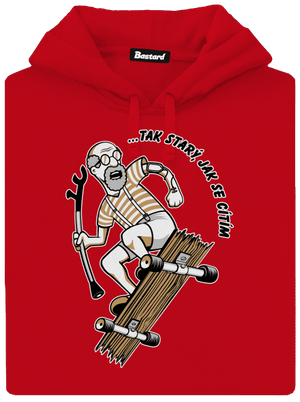 Starý, jak se cítím pánská mikina klokanka Red