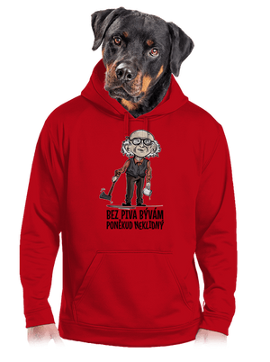 Neklidný bez piva pánská mikina klokanka Red