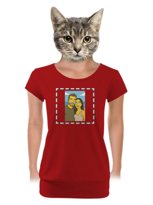 Simpsonovi z vlastní fotky dámské tričko s lemem Red Mal