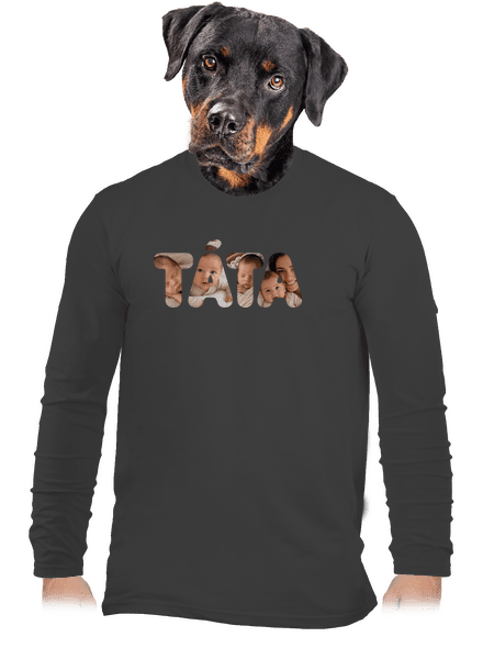 Nápis táta z vlastních fotek pánské dlouhý rukáv Dark Grey
