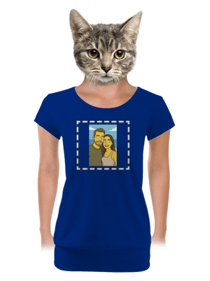 Simpsonovi z vlastní fotky dámské tričko s lemem Royal Blue Mal