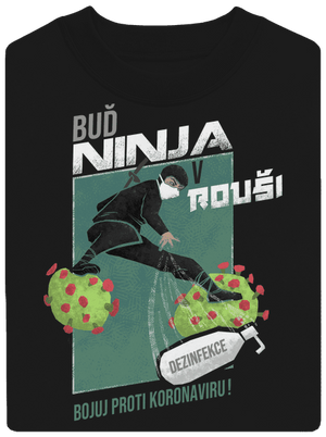 Ninja v rouši unisex mikina bez kapuce Black