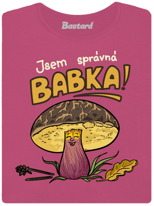 Babka a hříbeček dámské tričko s lemem Magenta