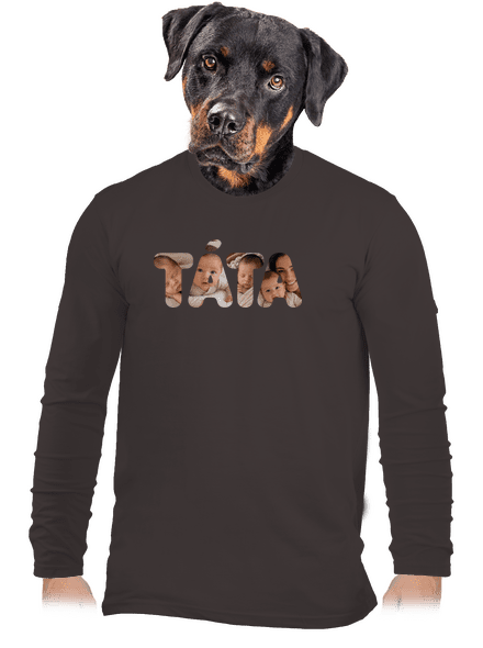 Nápis táta z vlastních fotek pánské dlouhý rukáv Bear Brown