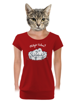 Miluju tulení dámské tričko s lemem Red Mal