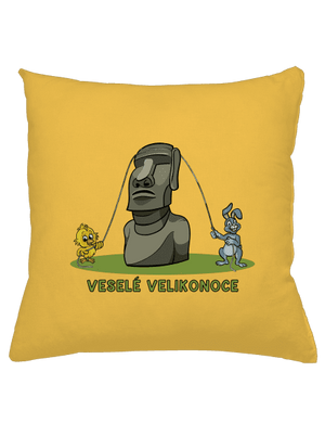 Velikonoční Moai polštář Yellow Gold