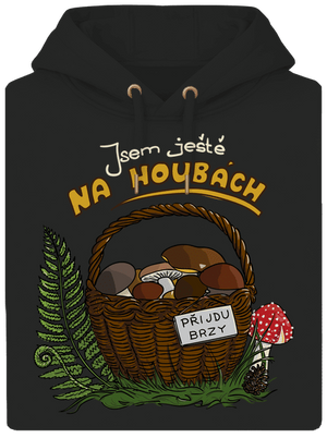 Na houbách unisex mikina premium Dark Black