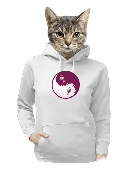 Jin Jang víno dámská mikina klokanka White