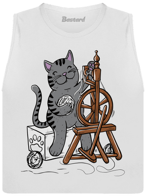 Kočka přede dámské tílko volné White