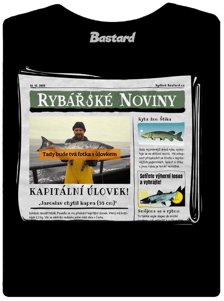 Rybářské noviny dámské tričko s lemem Black