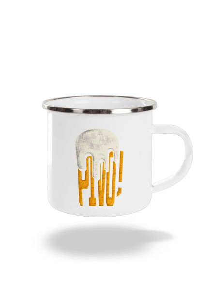 Nápis Pivo plecháček White