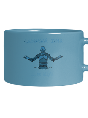 Ladovská zima se blíží hrnek makronka Blue Macaron