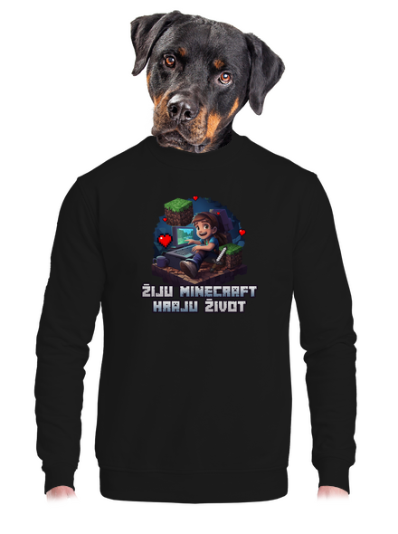 Žiju Minecraft unisex mikina bez kapuce Black