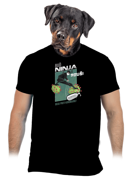 Ninja v rouši pánské tričko Black