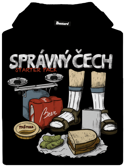Správný Čech pánská mikina klokanka Black