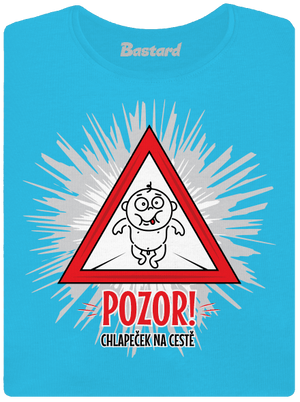 Chlapeček na cestě dámské tričko s lemem Blue Atol