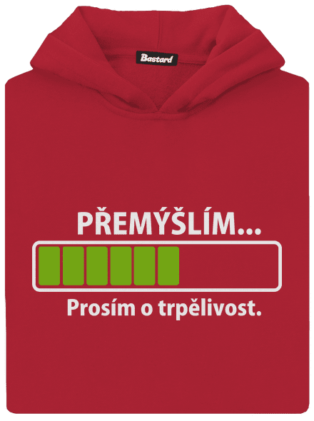 Přemýšlím dětská mikina klokanka Fire Red