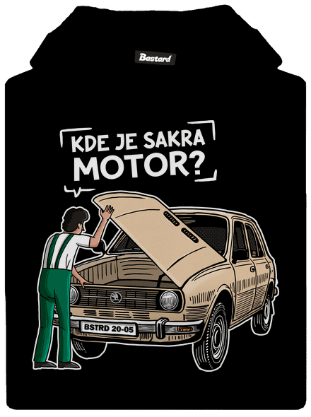 Kde je motor? dětská mikina klokanka Black