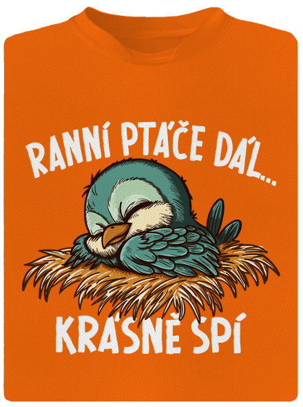 Ranní ptáče spí dětské sportovní tričko Neon Orange