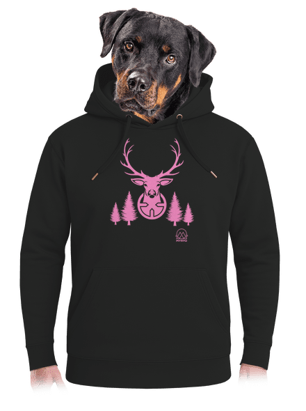 Jelen růžový unisex mikina premium Dark Black