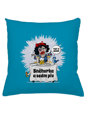 Sněhurka a sedm piv polštář Blue Turquoise