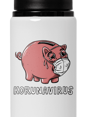 Korunavirus v kasičce lahev na vodu White