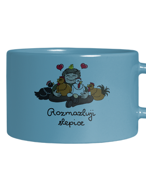 Rozmazluji slepice hrnek makronka Blue Macaron