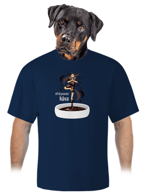 Káva provází unisex tričko oversized Midnight Blue