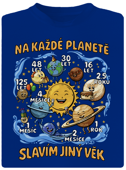 Věk na planetách pánské sportovní tričko Royal Blue Mal