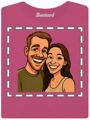 Karikatura z vlastní fotky dámské tričko s lemem Magenta