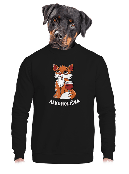 Vínová Alkoholiška unisex mikina bez kapuce Black