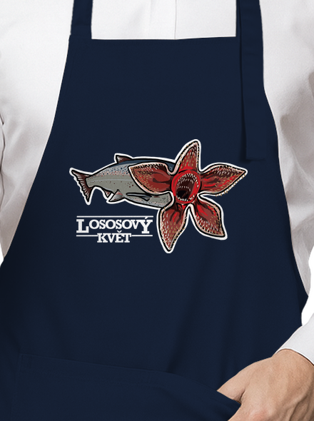 Lososový květ zástěra Navy