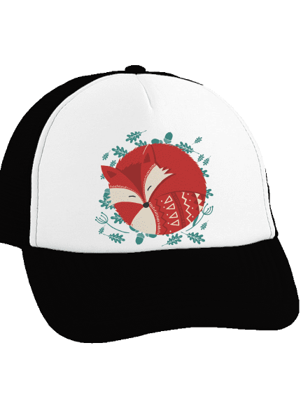 Spící liška kšiltovka truckerka Black cap