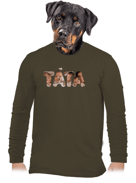 Nápis táta z vlastních fotek pánské dlouhý rukáv Urban Khaki