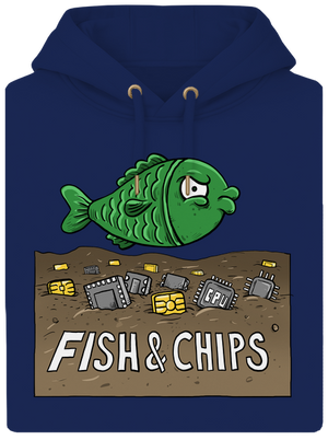 Fish and IT chips unisex mikina premium Navy