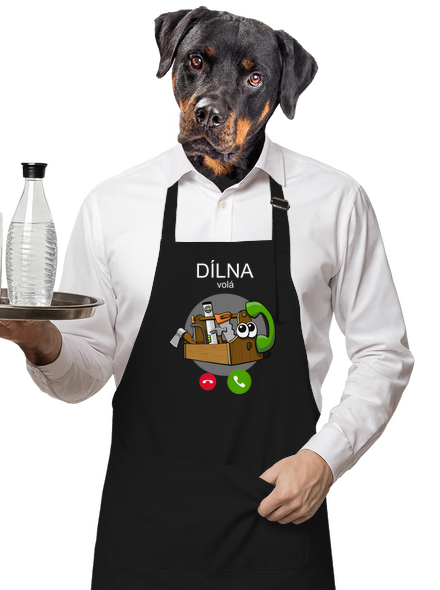 Dílna volá zástěra Black