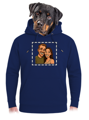 Karikatura z vlastní fotky unisex mikina premium Navy